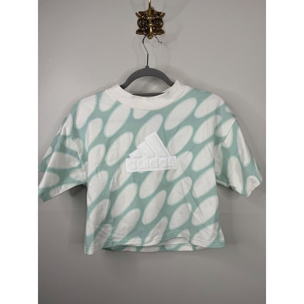 Adidas Marimekko Future Icon 3-Stripes T-Shirt Cropped Black Cloud Loose Size L - Picture 4 of 5